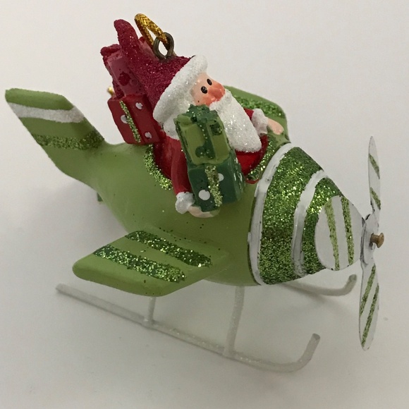 KURT ADLER Santa Ornament Whimsical Christmas Ornament Flying Plane NWT - Picture 2 of 15